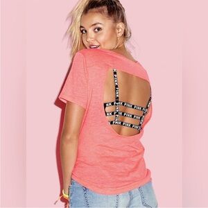 *NWOT* PINK Victoria’s Secret Short Sleeve Shirt w/Back Cut-Out / Baby Tee